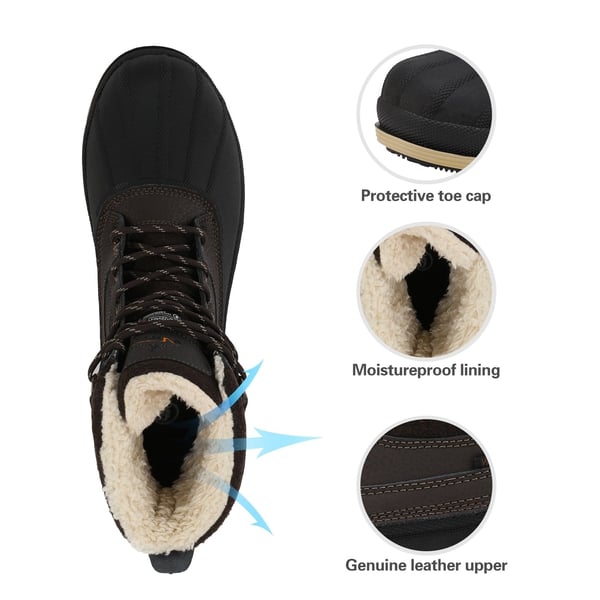 Men's Insulated Waterproof Snow Boots - DARK BROWN BLACK - 4